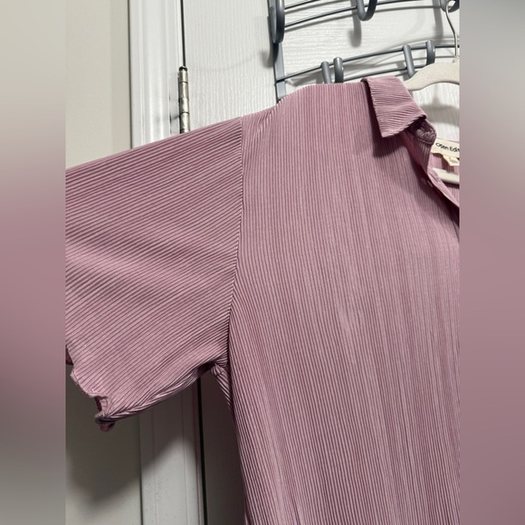 NWT Nordstrom Open Edit PLISSE button top purple women’s S oversized comfortable - Picture 5 of 16